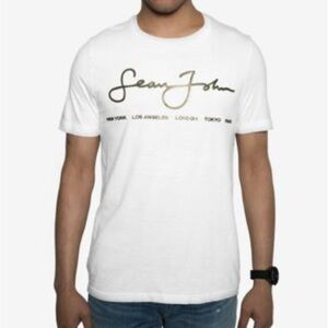 Sean John White Tee with Silver Wording